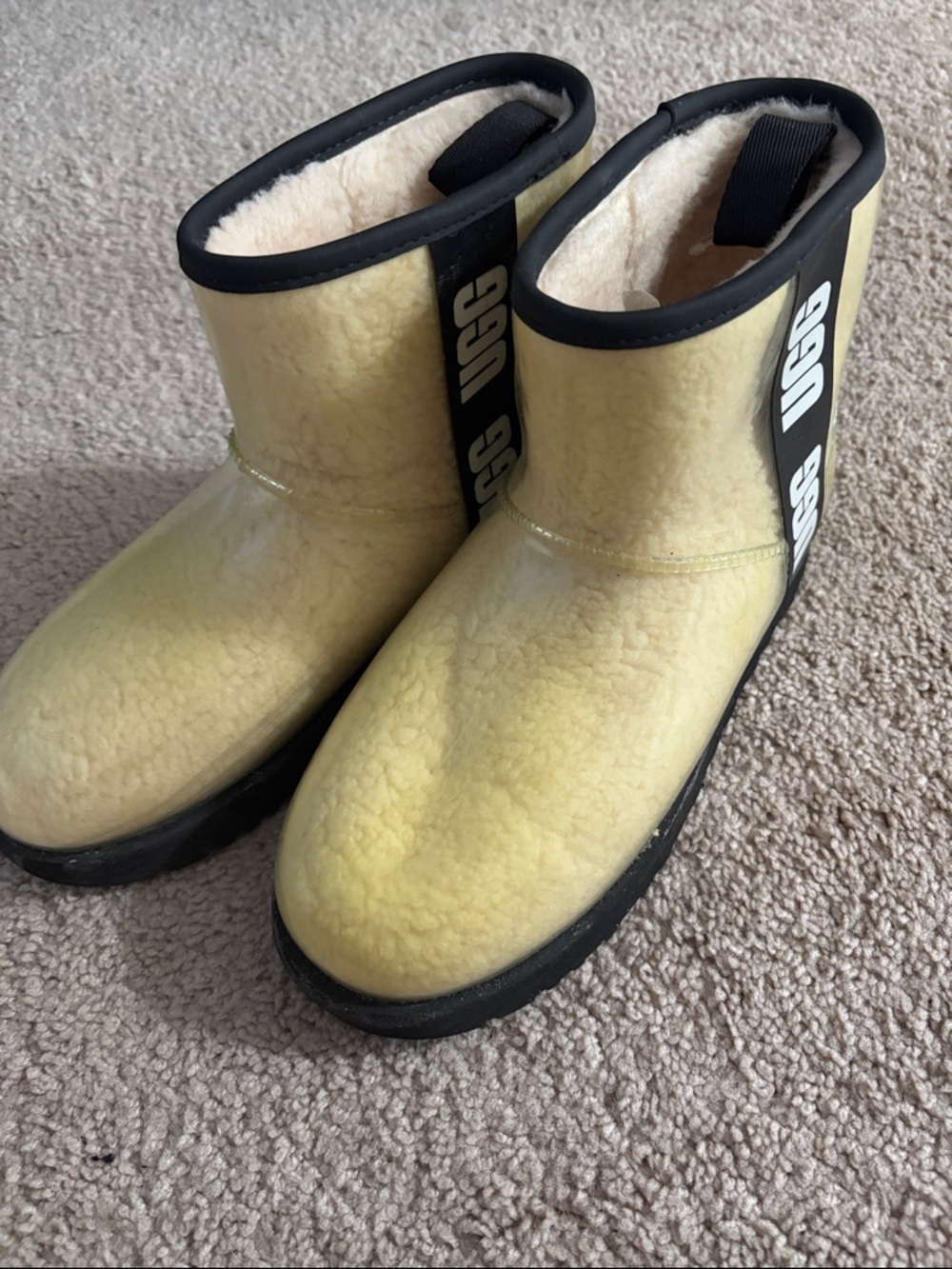 UGG Short Boot in Cream with Black Trim